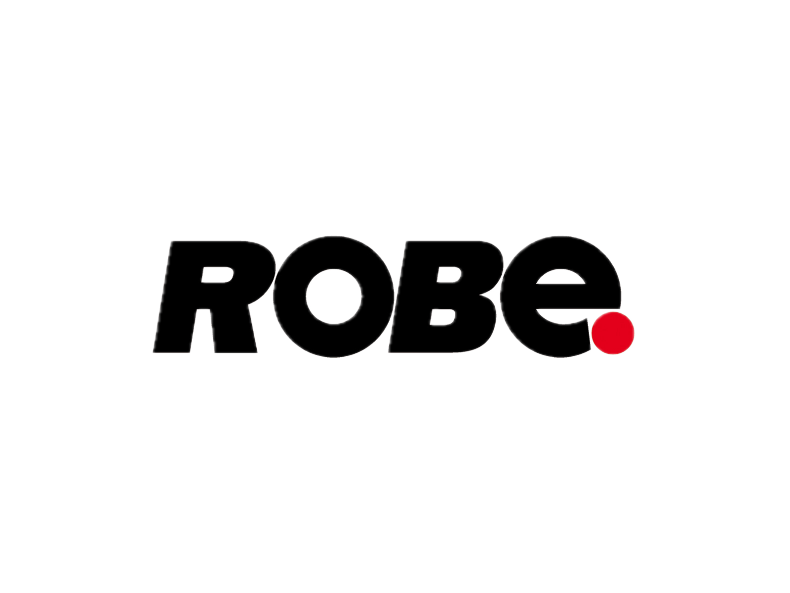 ROBe logo: bold black lettering with a red dot at the end on a black background