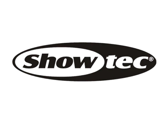 Showtec logo inside an oval, with the lowercase word 'showtec' on a dark background.